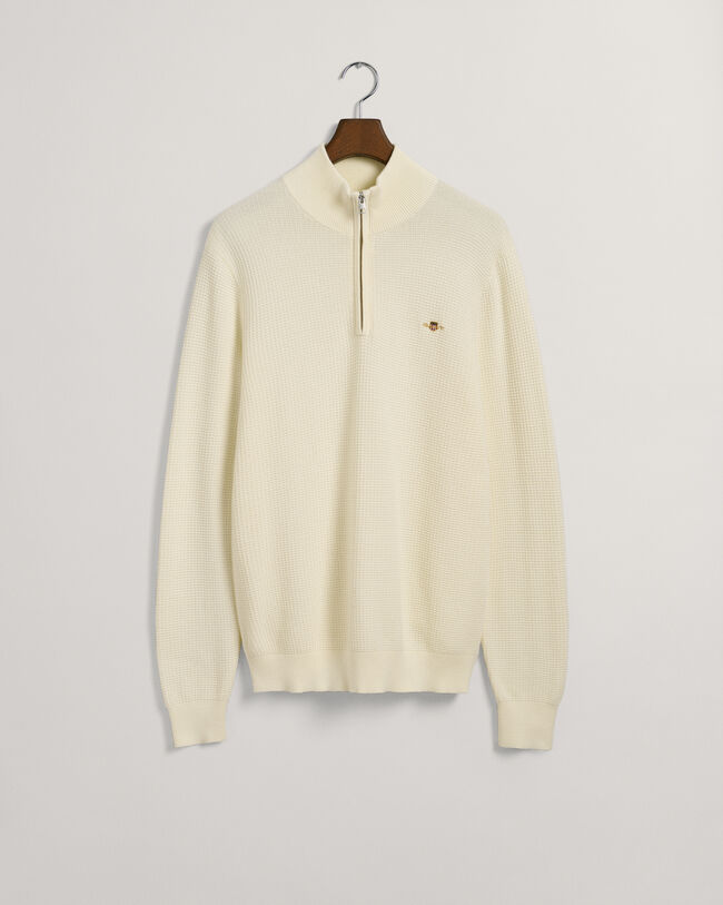 Jersey de algod&oacute;n con media cremallera Textured