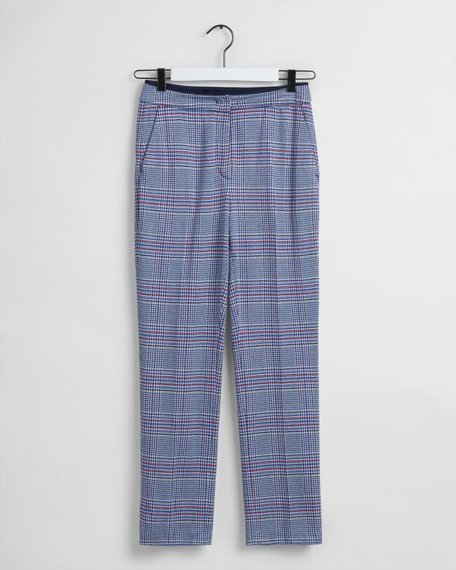 Pantalones pitillo de punto a cuadros