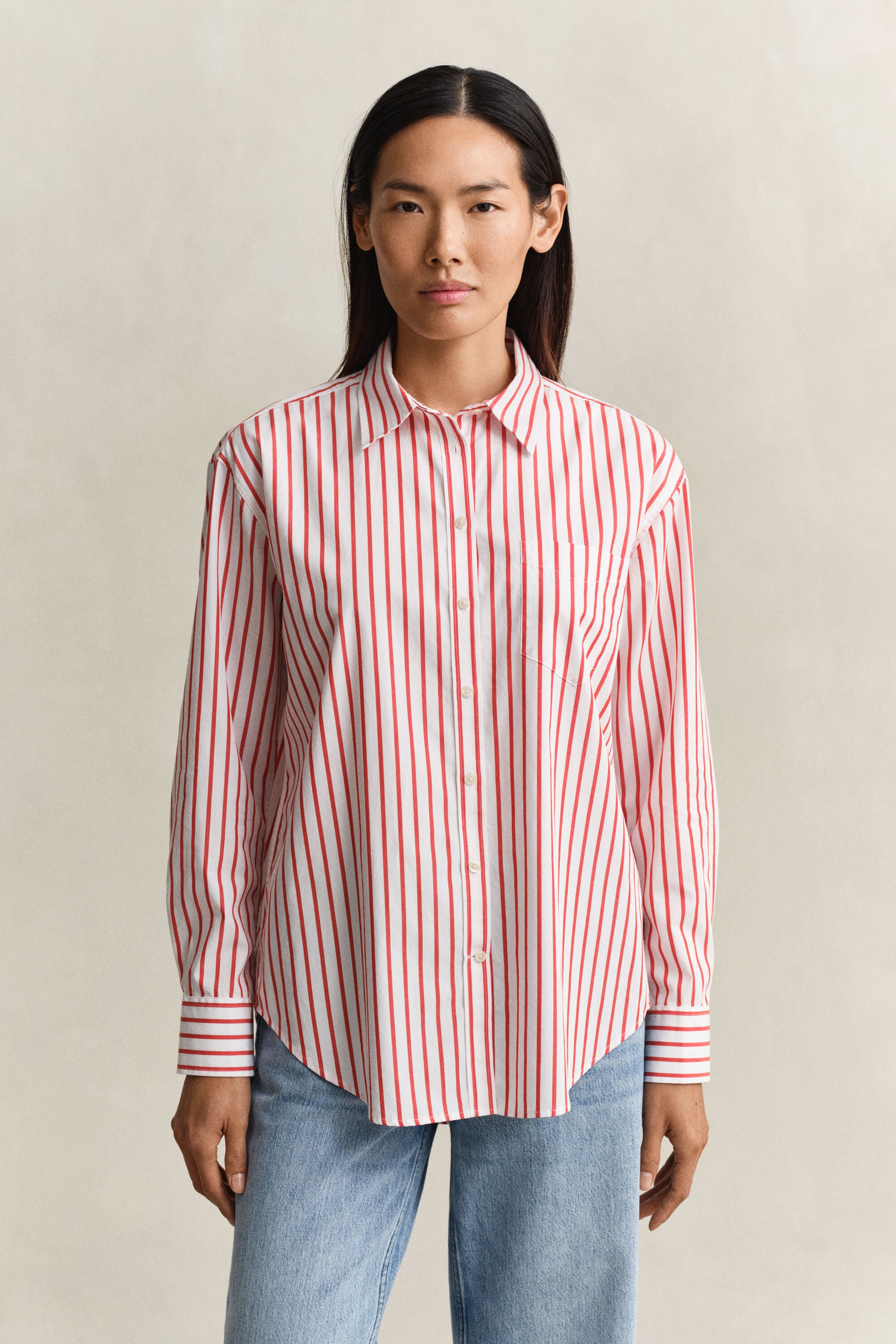 Camisa Relaxed Fit clásica de popelina a rayas
