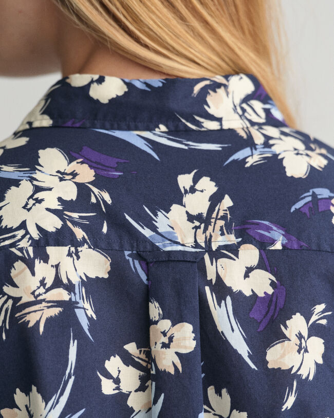 Camisa Regular Fit en gasa de algodón con estampado floral