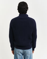 Cárdigan en mezcla de lana con cremallera y textura