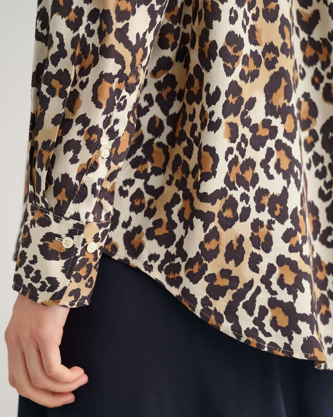 Camisa Relaxed Fit de modal con estampado de leopardo