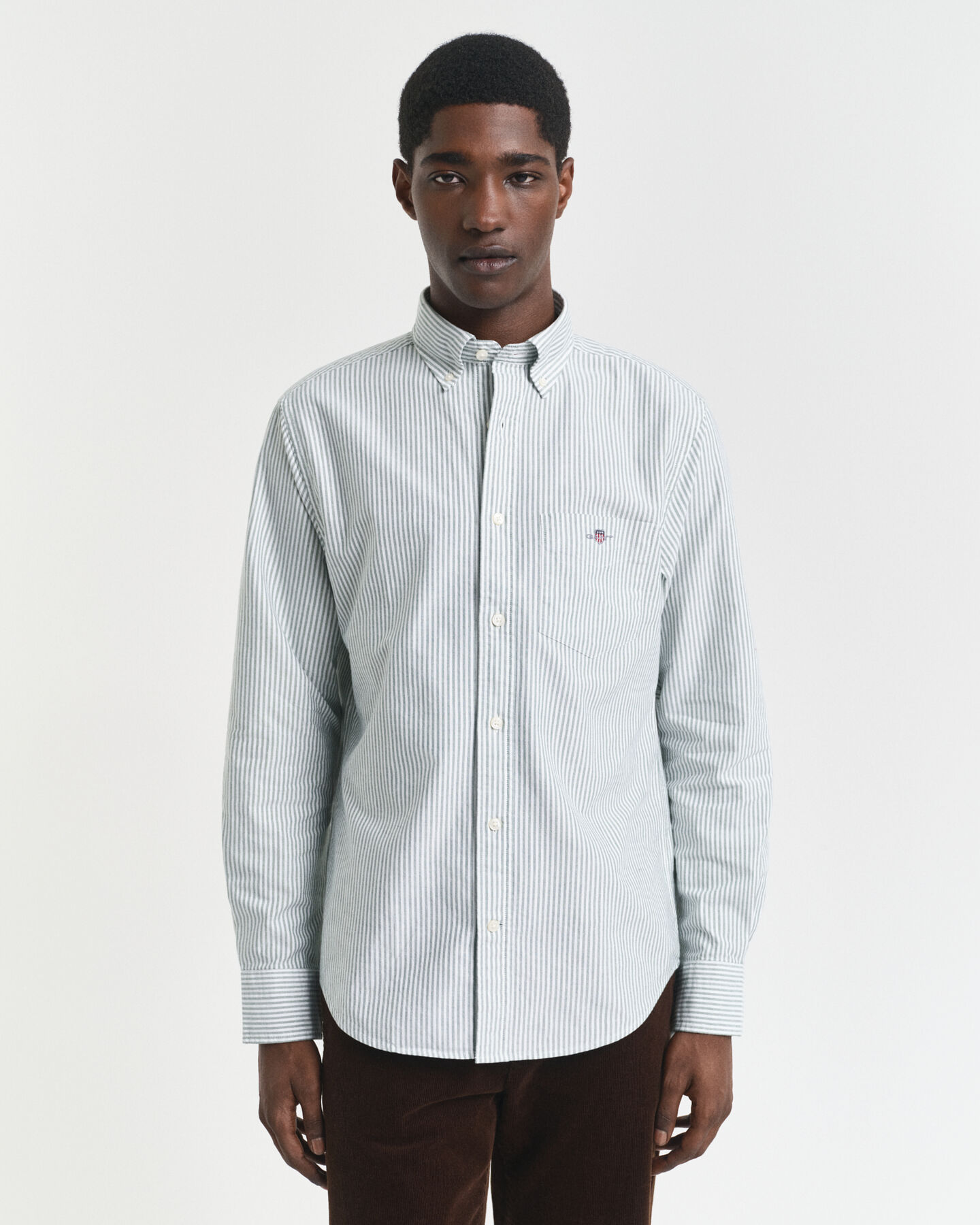 Camisa Oxford clásica Regular Fit de rayas finas