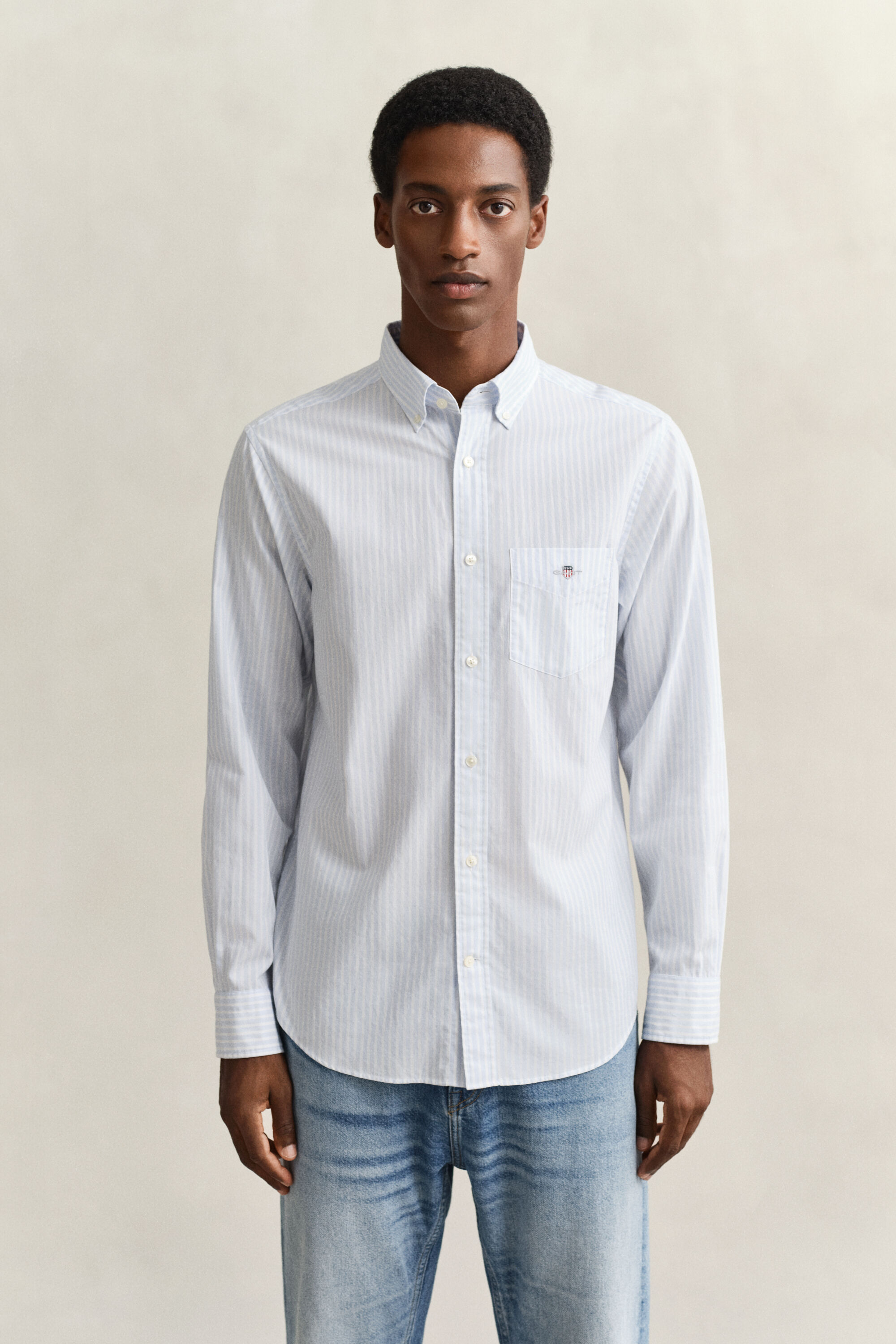 Camisa clásica de popelina a rayas