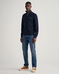 Jersey de algodón Texture con media cremallera