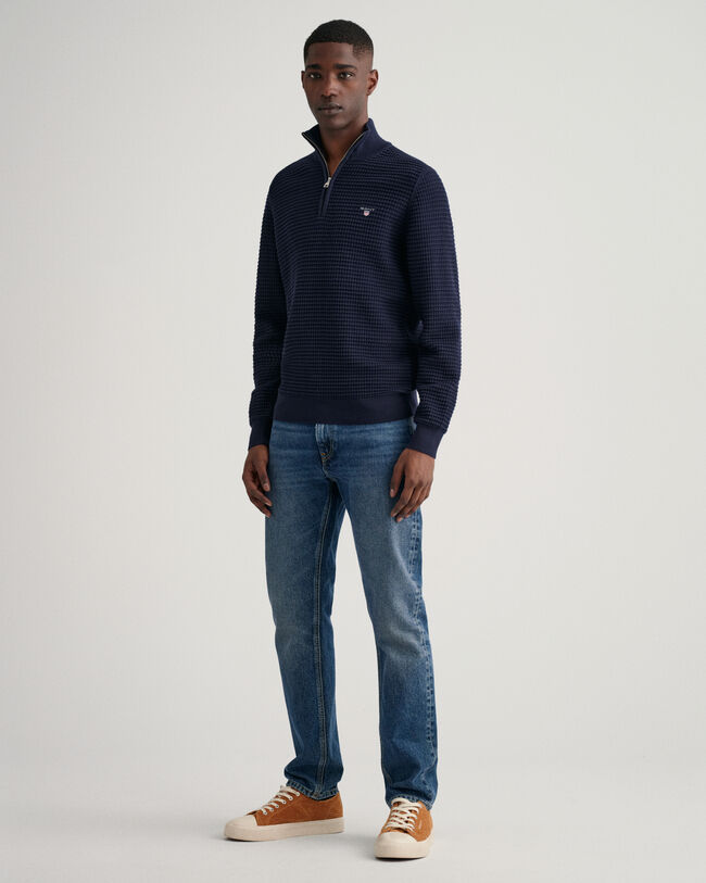 Jersey de algodón Texture con media cremallera