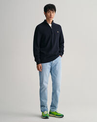 Jersey de algodón con media cremallera Textured