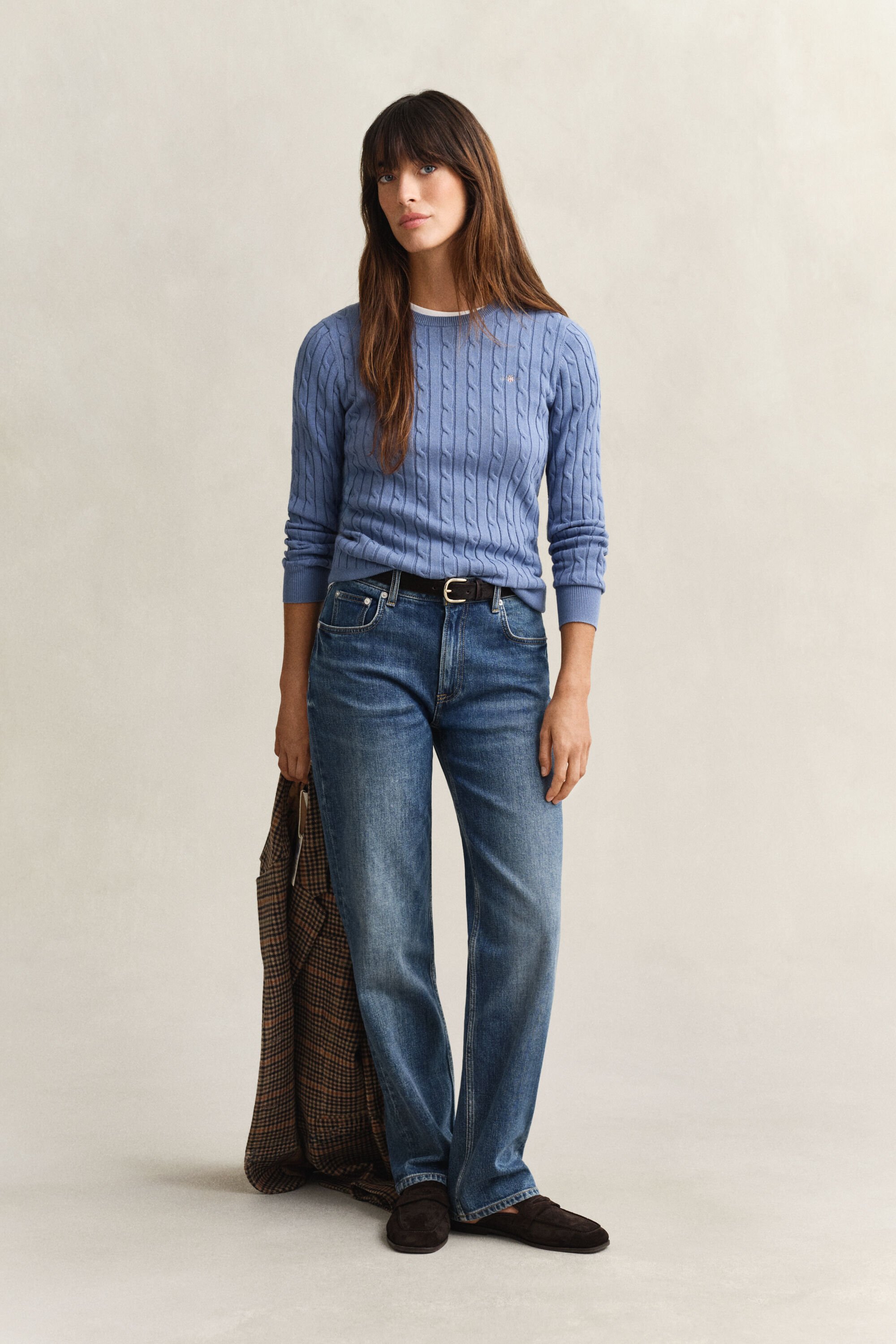 Jersey de cuello redondo y punto de ochos