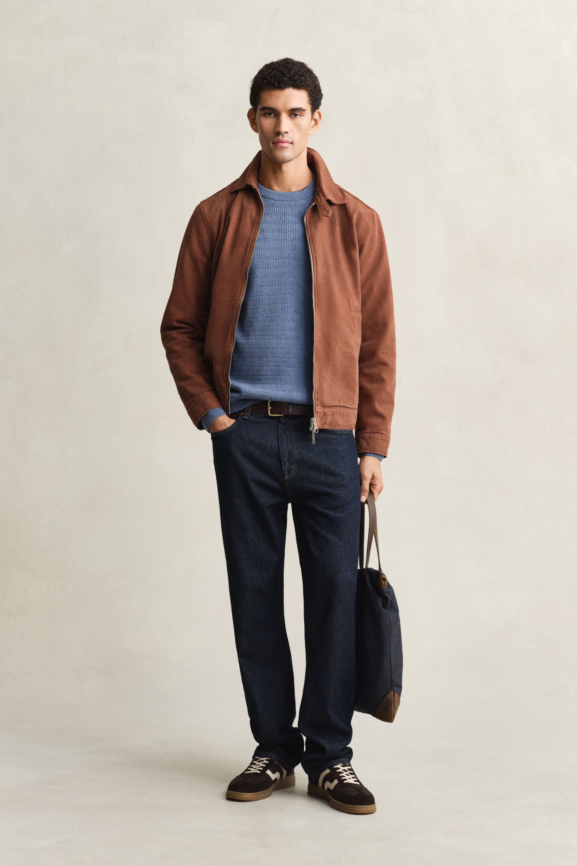 Jersey de cuello redondo y punto de ochos finos