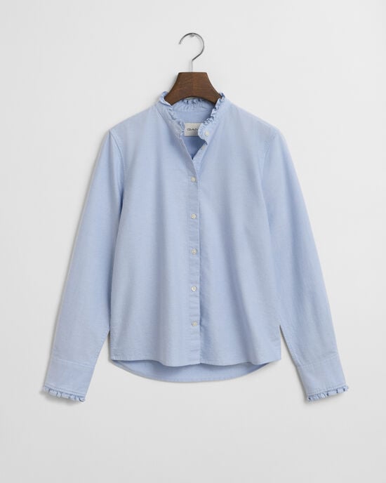 Blusa Oxford clásica con volantes