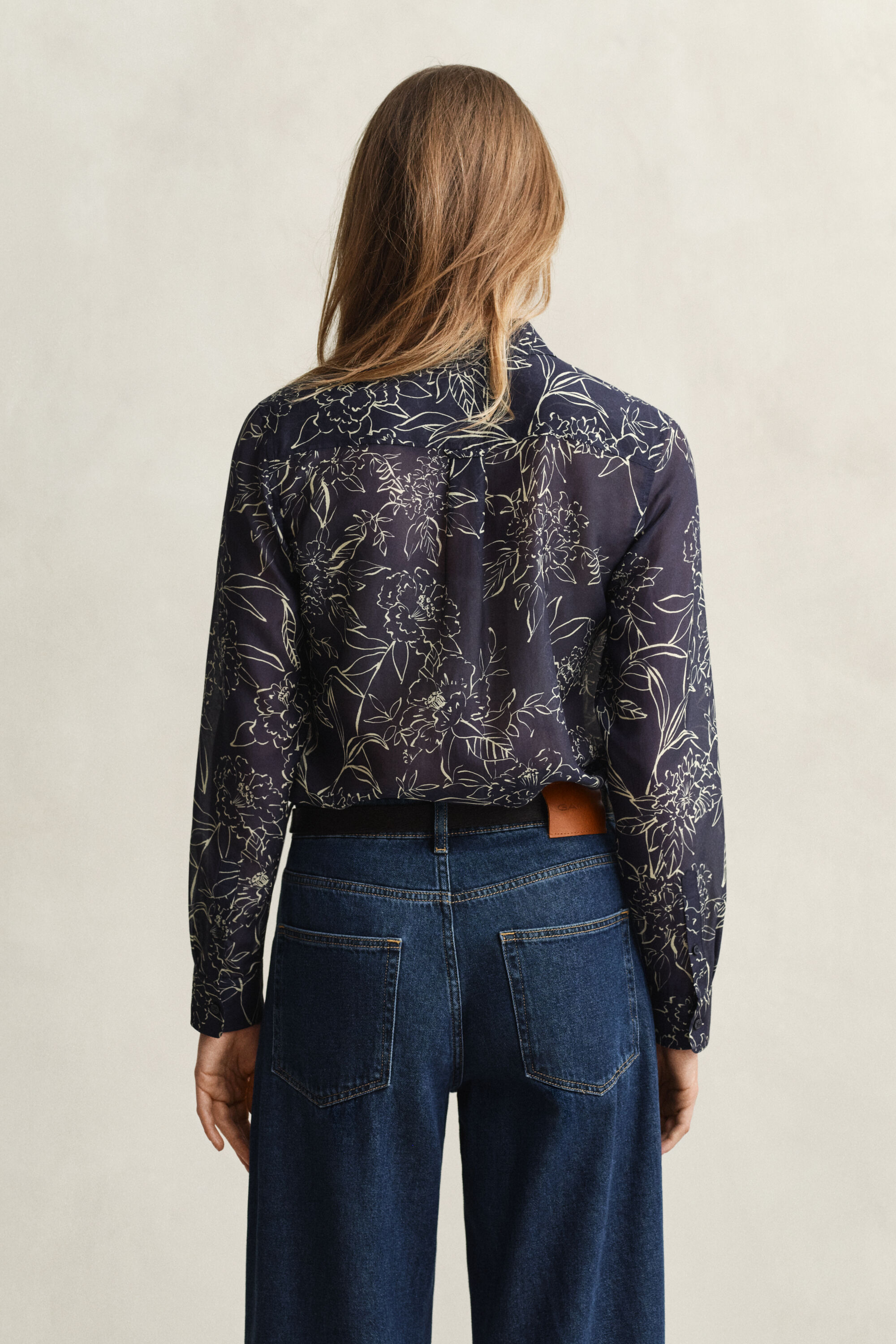 Camisa Regular Fit de seda y algodón con estampado de flores