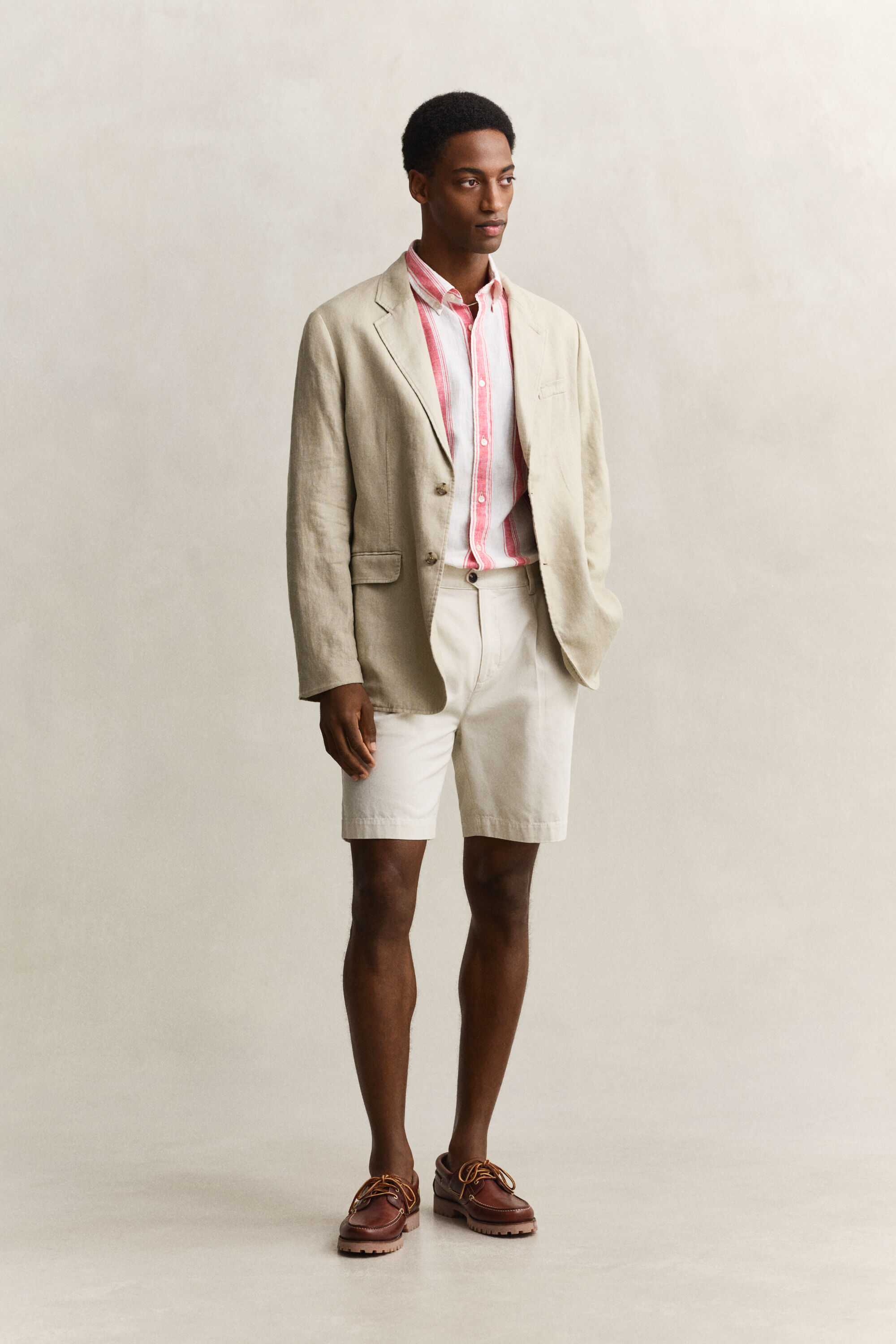 Camisa de mezcla de lino a rayas