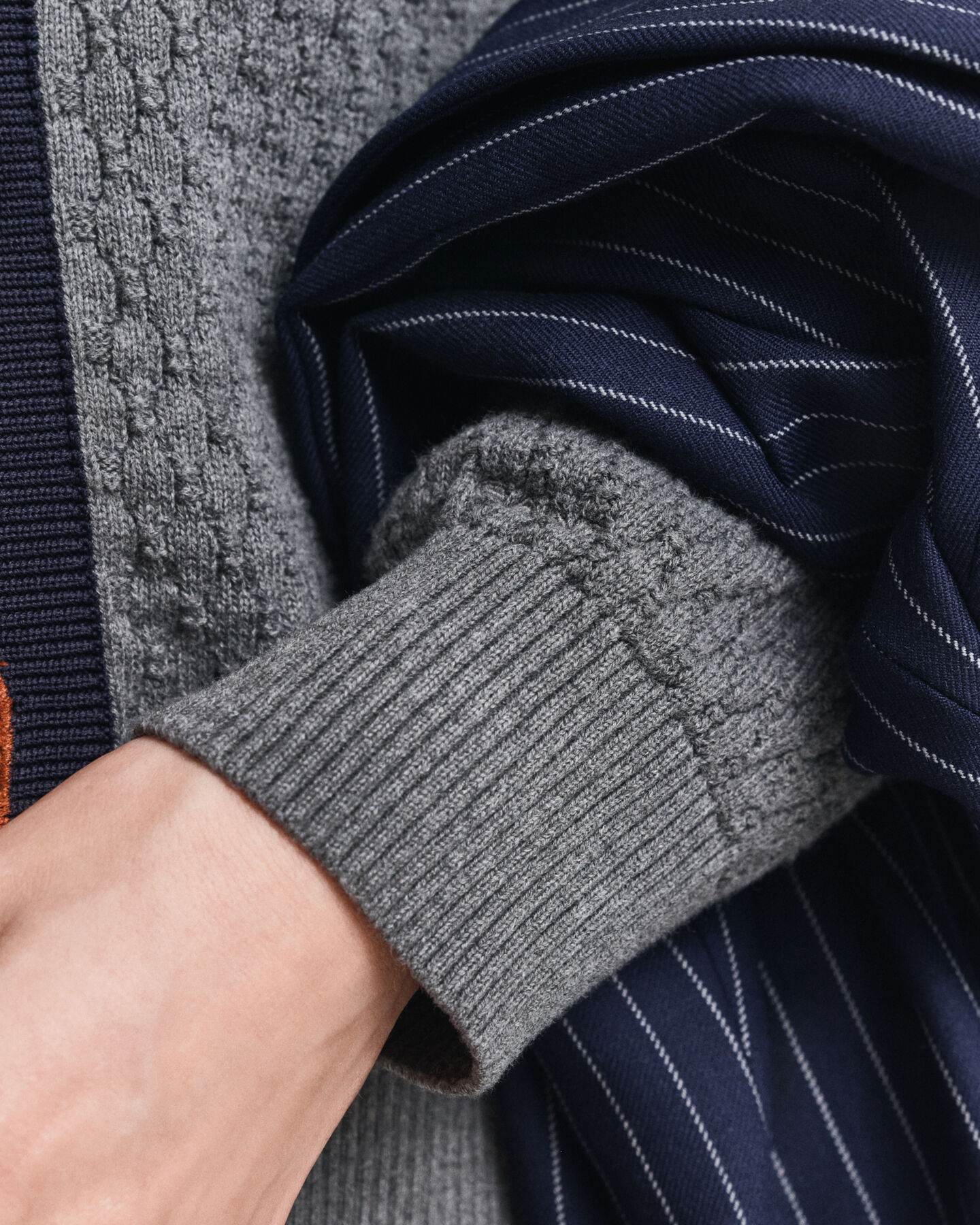 Cárdigan de algodón en contraste con textura