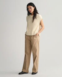 Chaleco de cuello redondo en algodón Textured