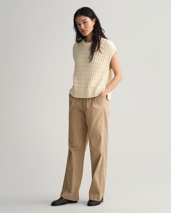 Chaleco de cuello redondo en algodón Textured