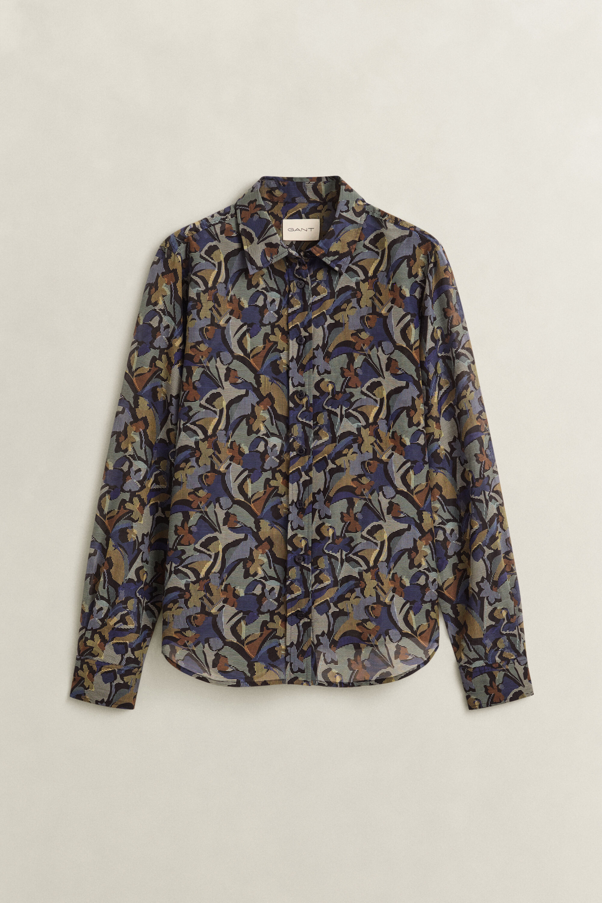 Camisa de algodón y seda estampada