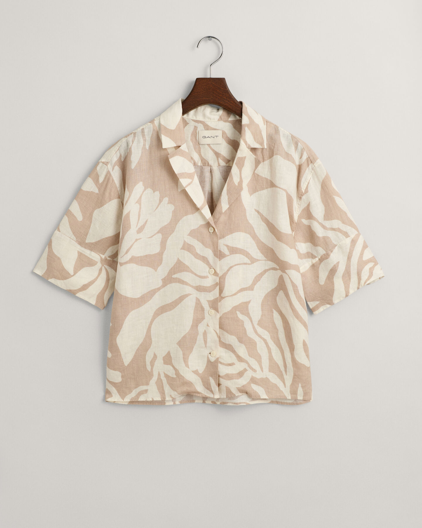Camisa Relaxed Fit de manga corta en lino Palm Print