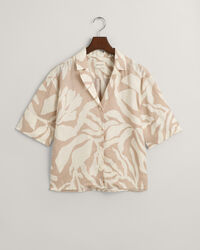Camisa Relaxed Fit de manga corta en lino Palm Print