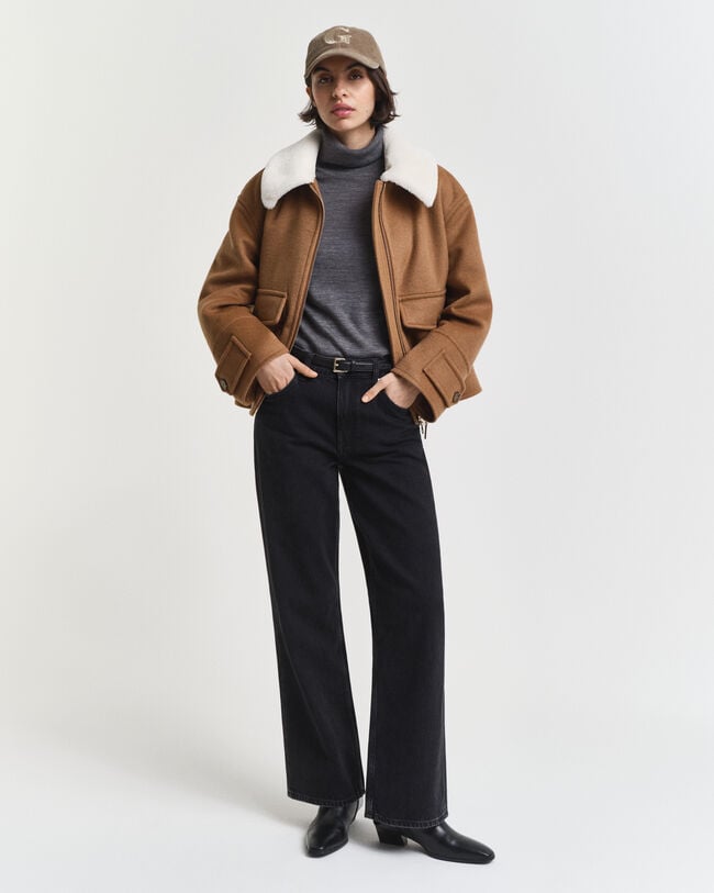 Jersey de lana merino extrafina con cuello de cisne