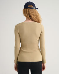 Top tipo cárdigan acanalado