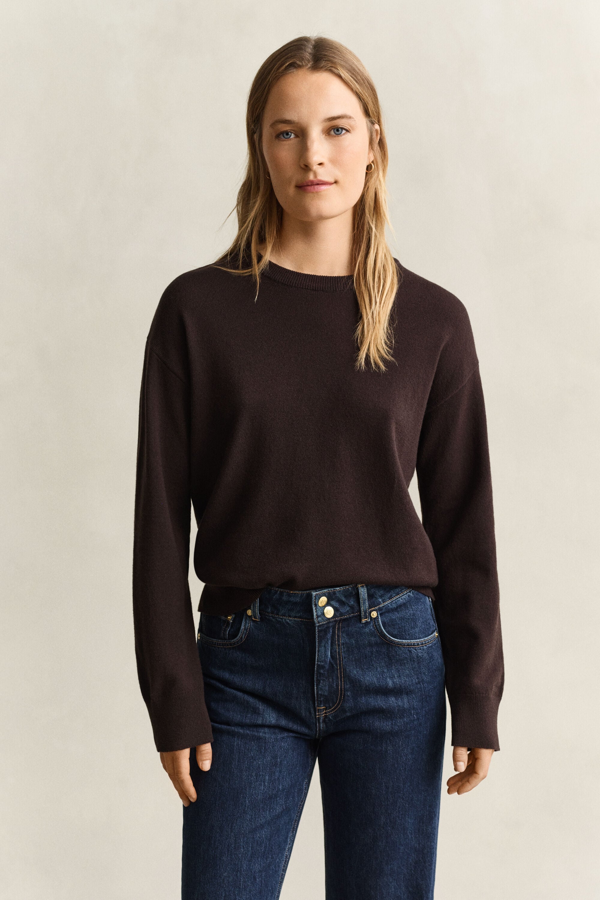 Jersey de cuello redondo en lana de oveja muy fina