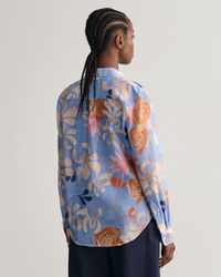 Camisa Regular Fit de seda y algodón con estampado de flores