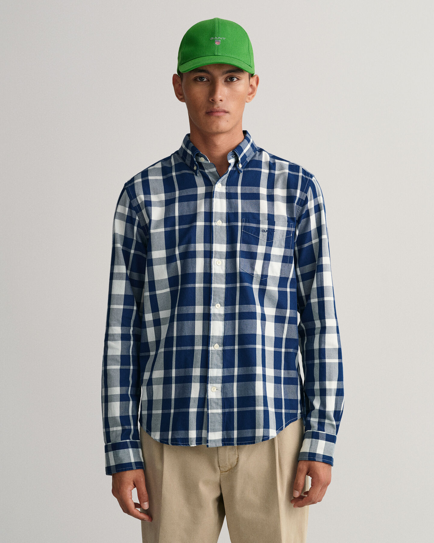 Gorra de sarga de algodón de perfil alto