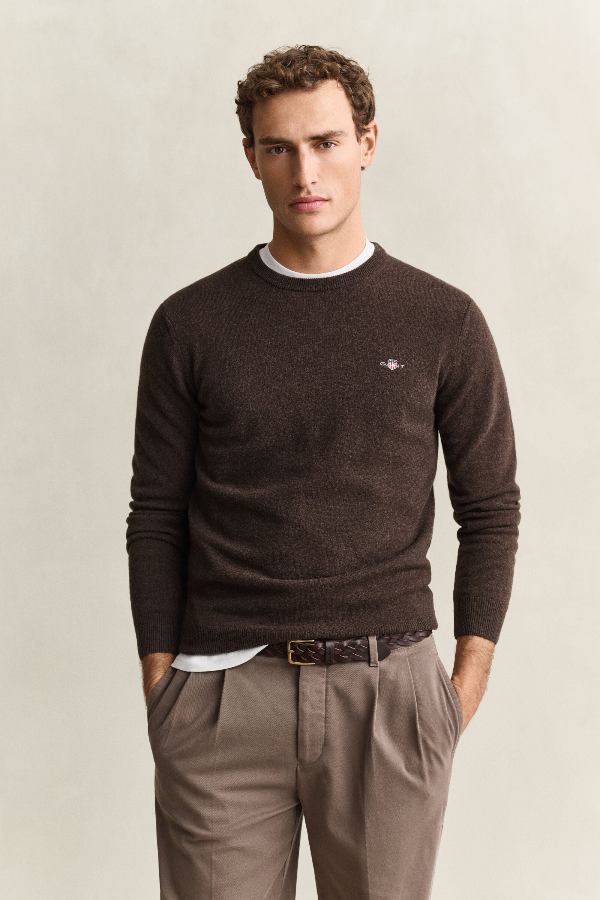 Jersey de lana de oveja con cuello redondo