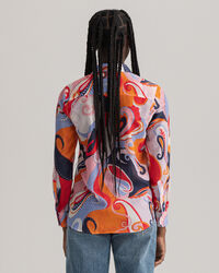 Camisa Regular Fit de seda y algod&oacute;n con estampado de cachemir