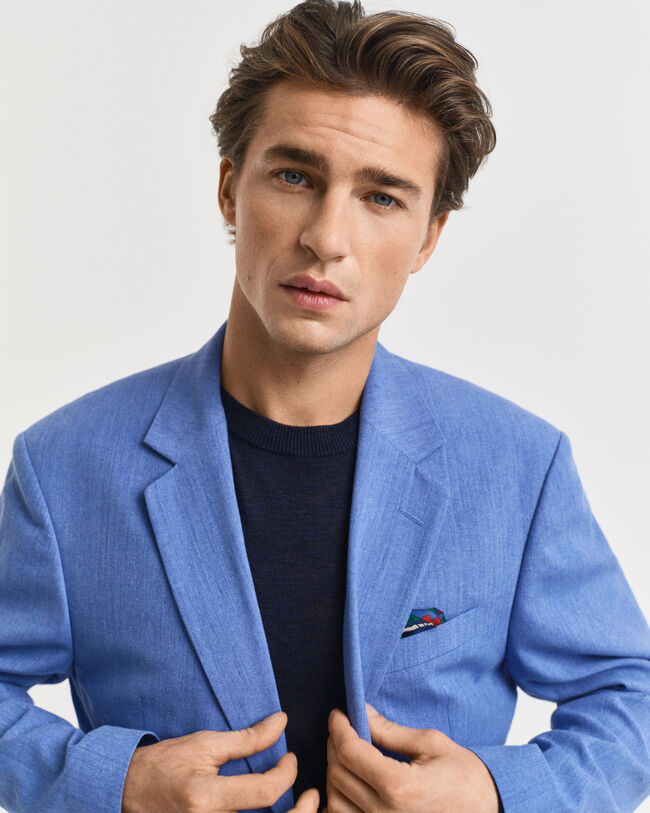 Chaqueta de traje Slim Fit de algod&oacute;n y lino