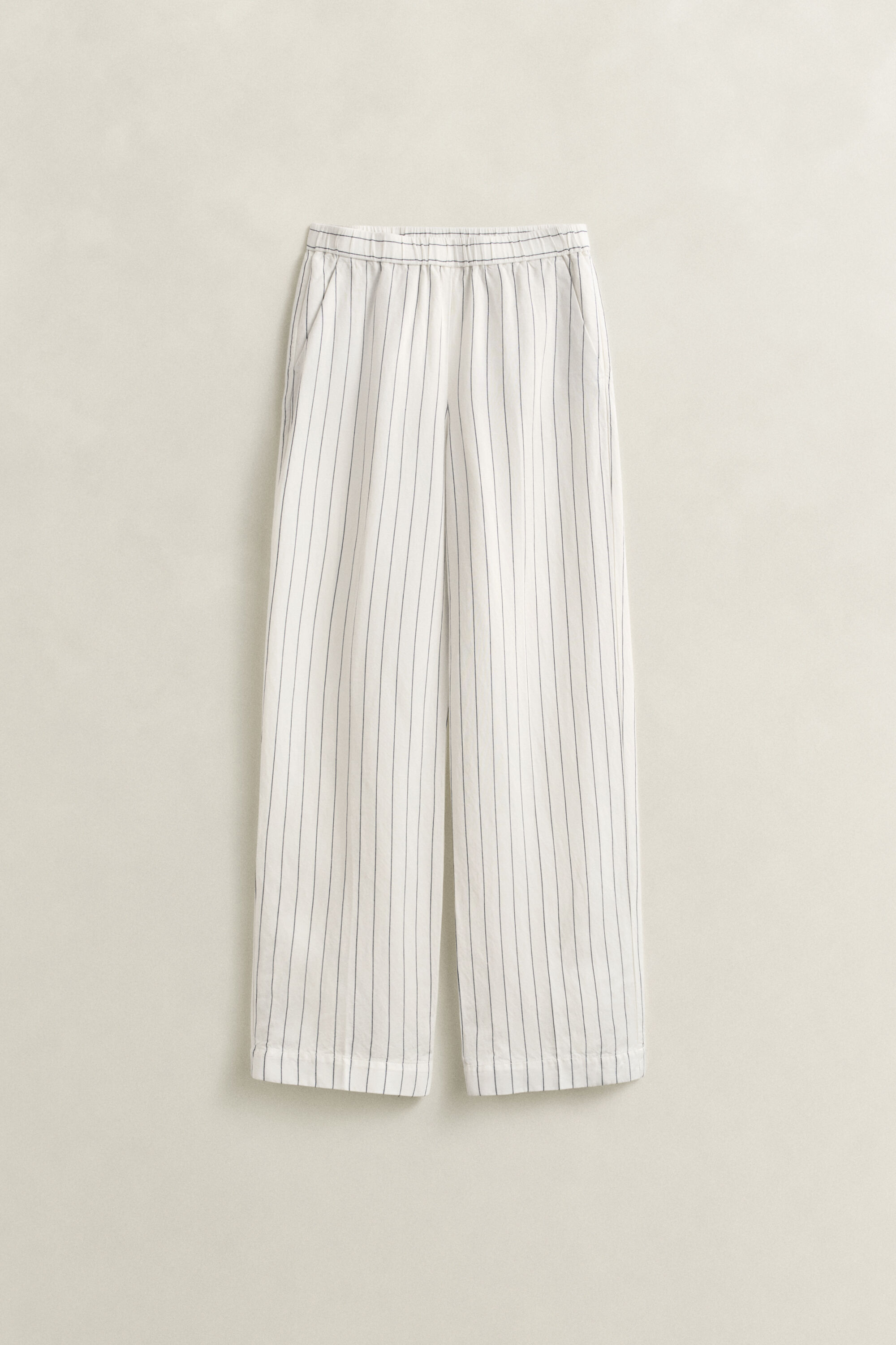 Pantalones de mezcla de lino a rayas