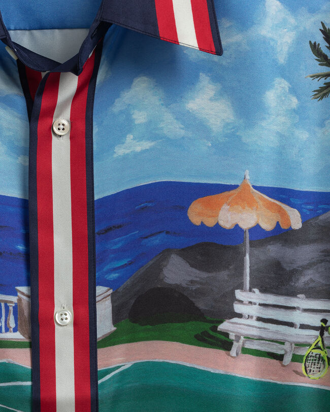 Camisa Relaxed Fit de manga corta y seda Scenery