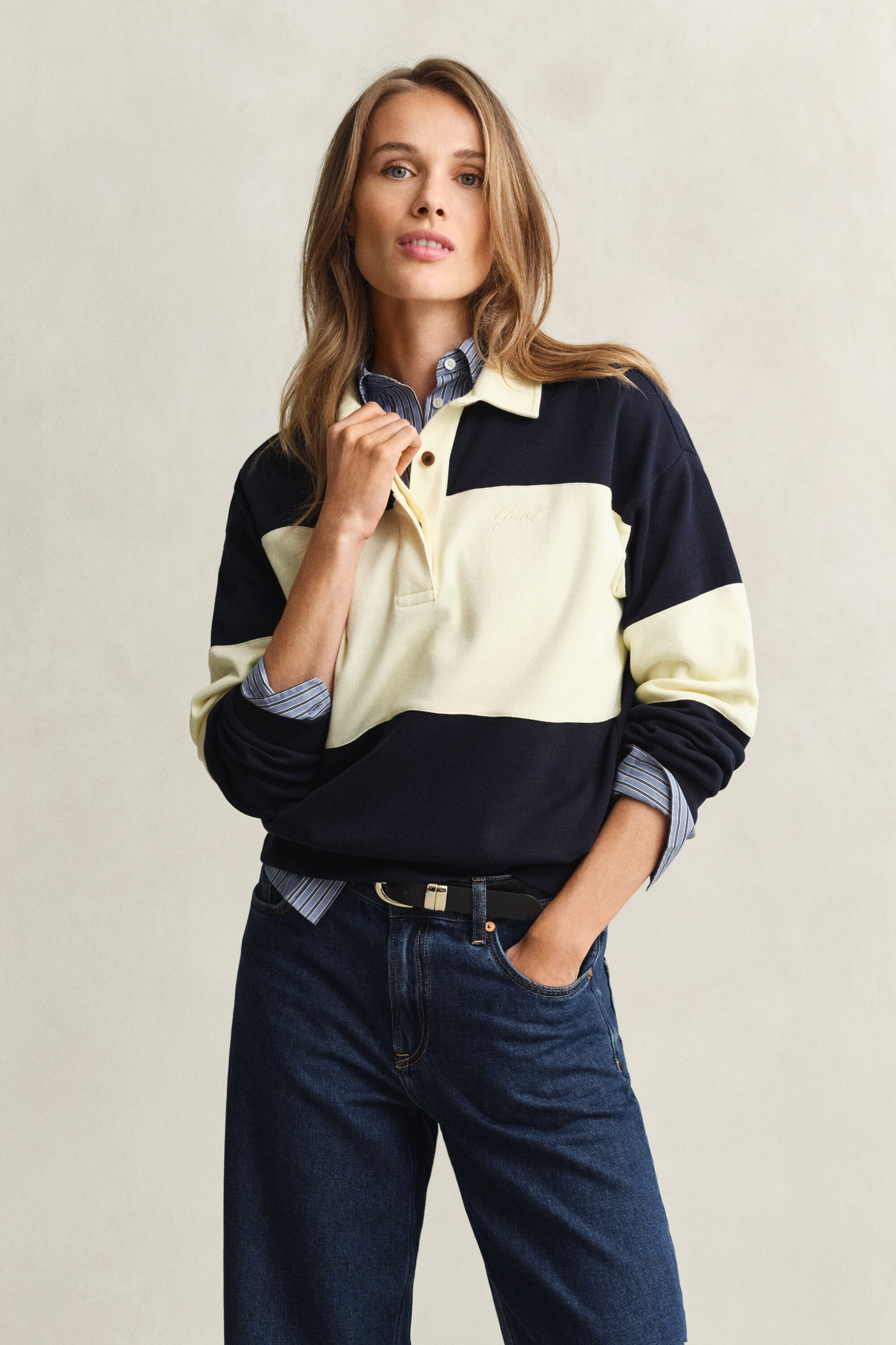 Rugger con bloques de color y textura de piqué