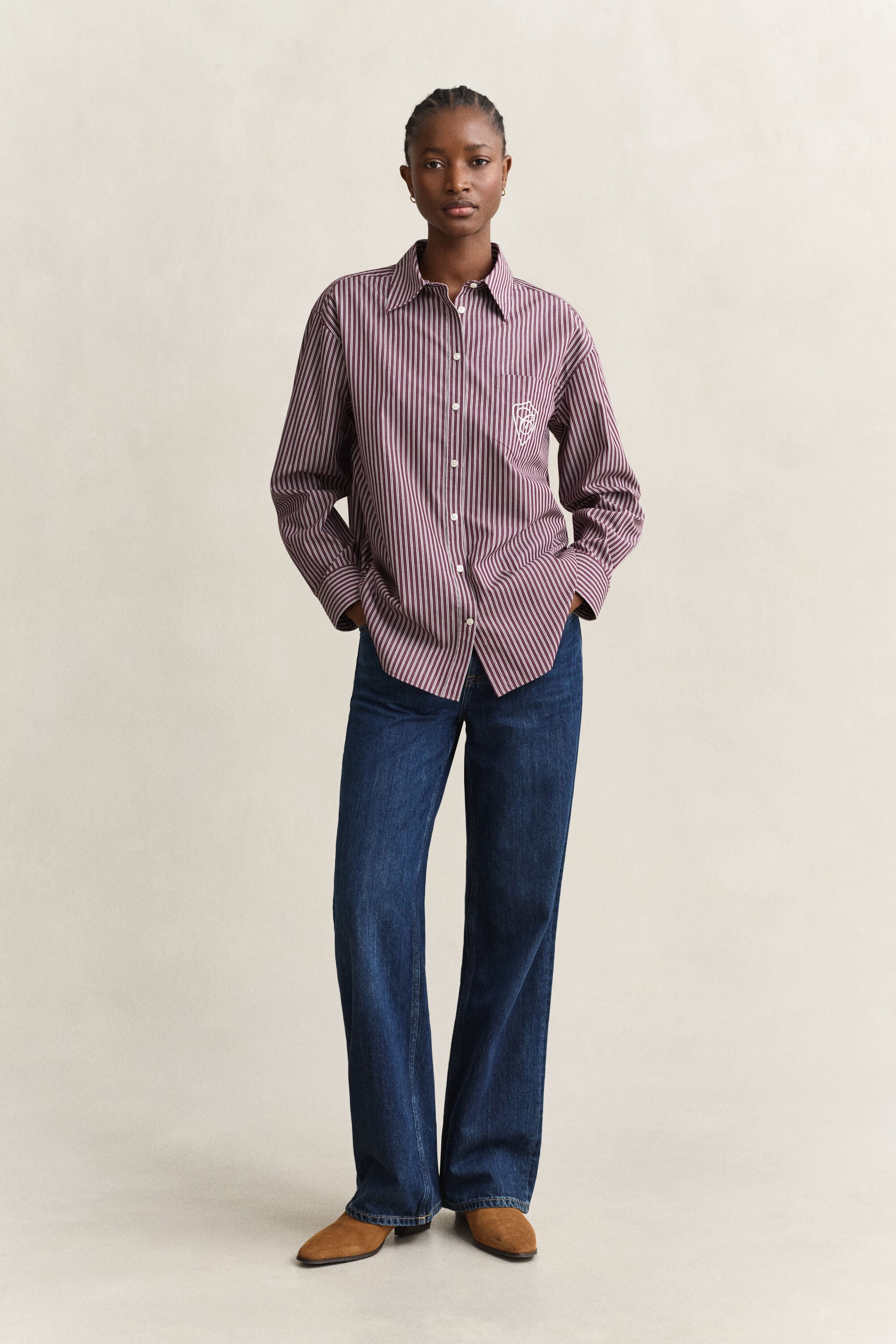 Camisa Relaxed Fit clásica de popelina a rayas