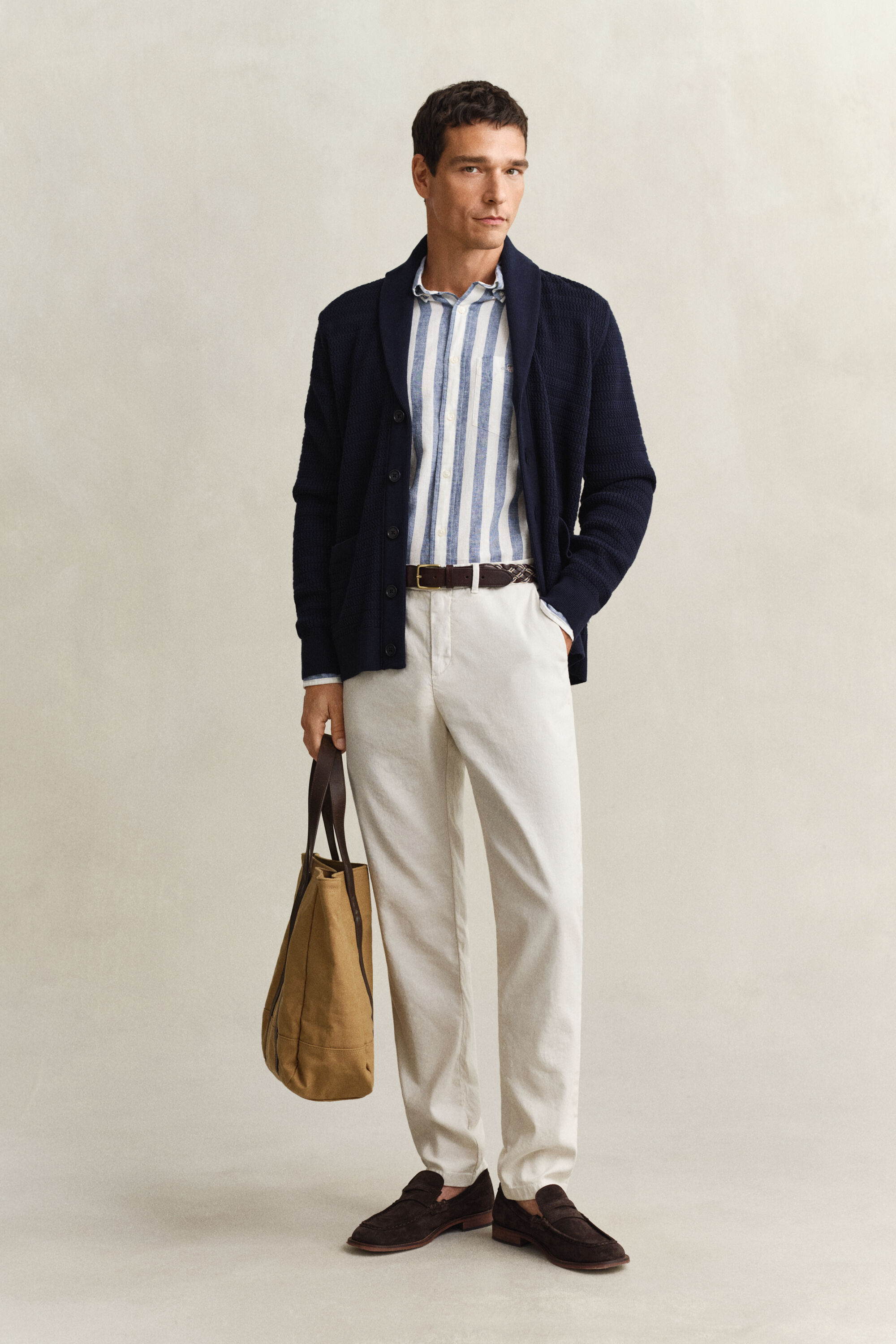 Cárdigan de punto de ochos con cuello tipo chal