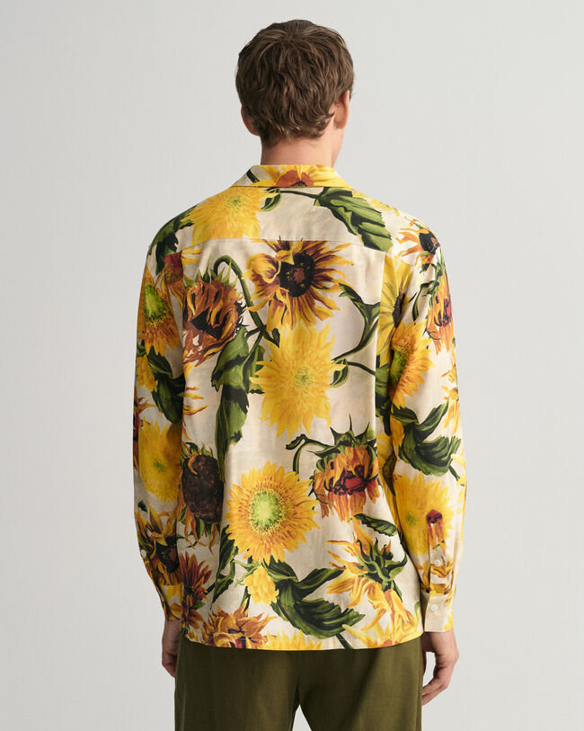 Camisa Relaxed Fit de seda con estampado de girasoles