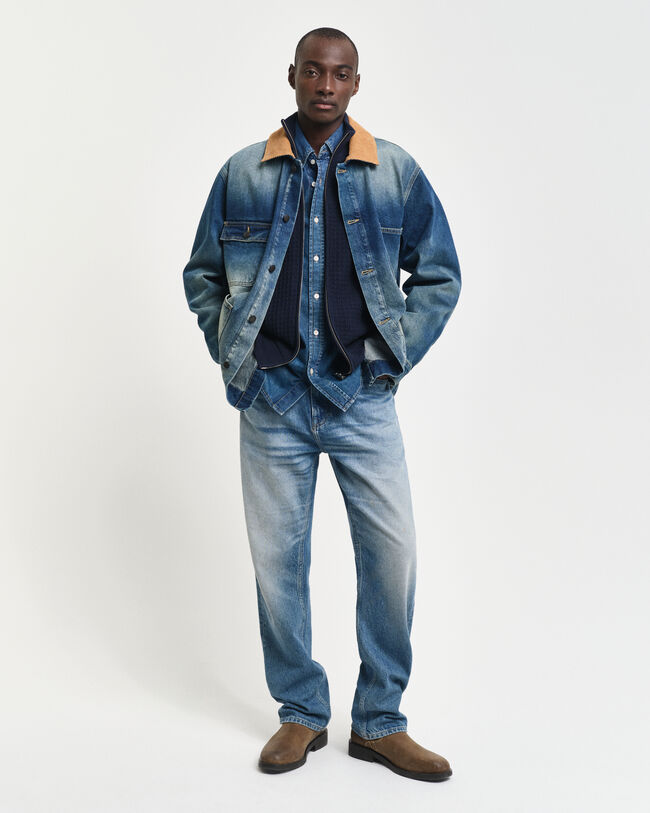 C&aacute;rdigan de algod&oacute;n con cremallera y textura