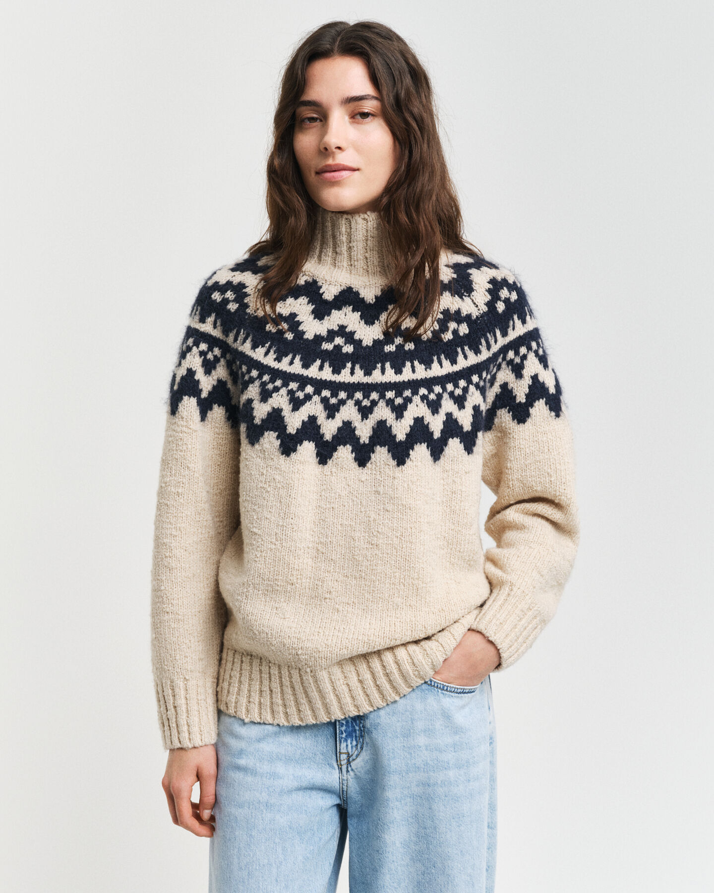 Jersey Fair Isle con cuello recto