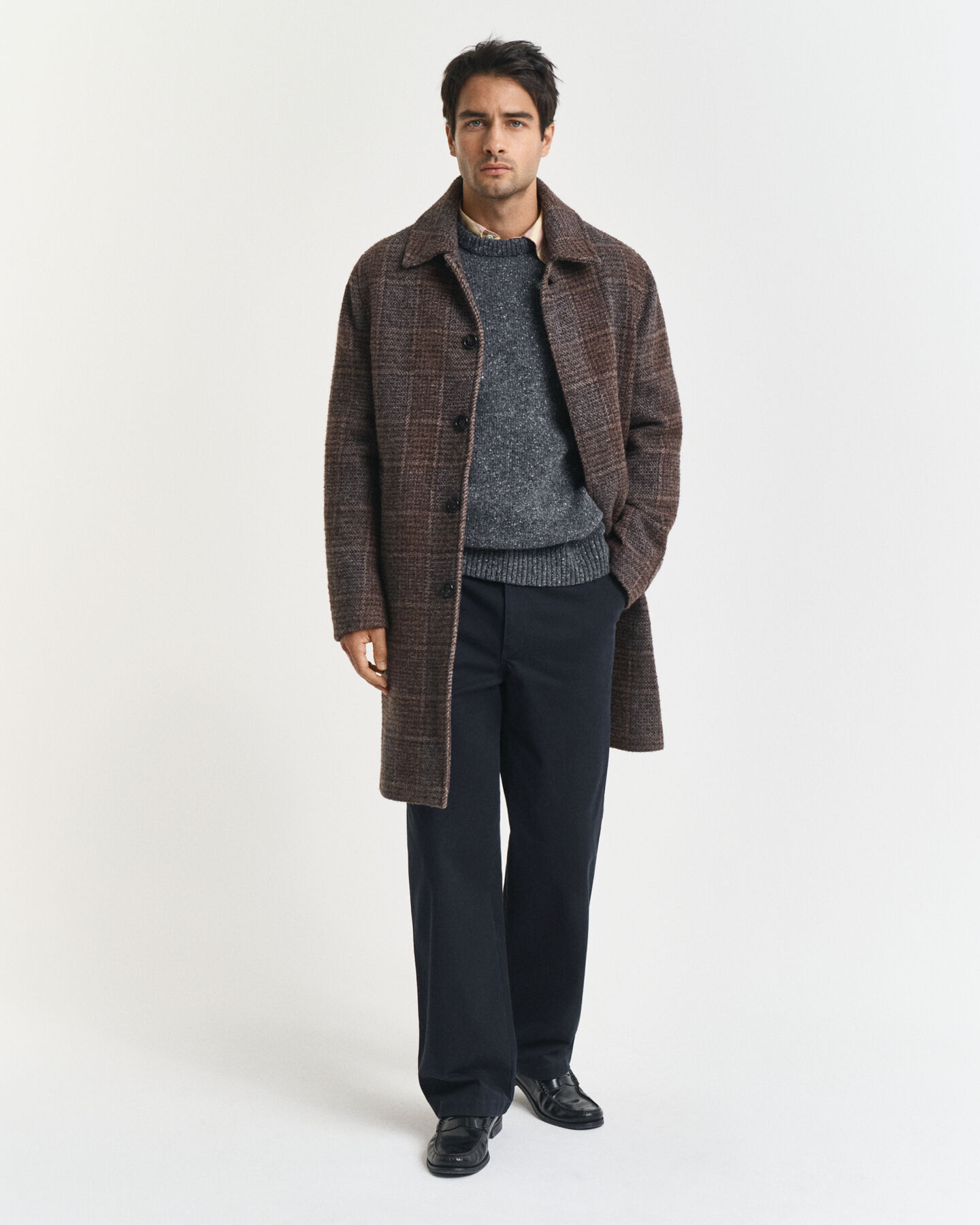 Jersey de cuello redondo en mezcla de lana con nepps