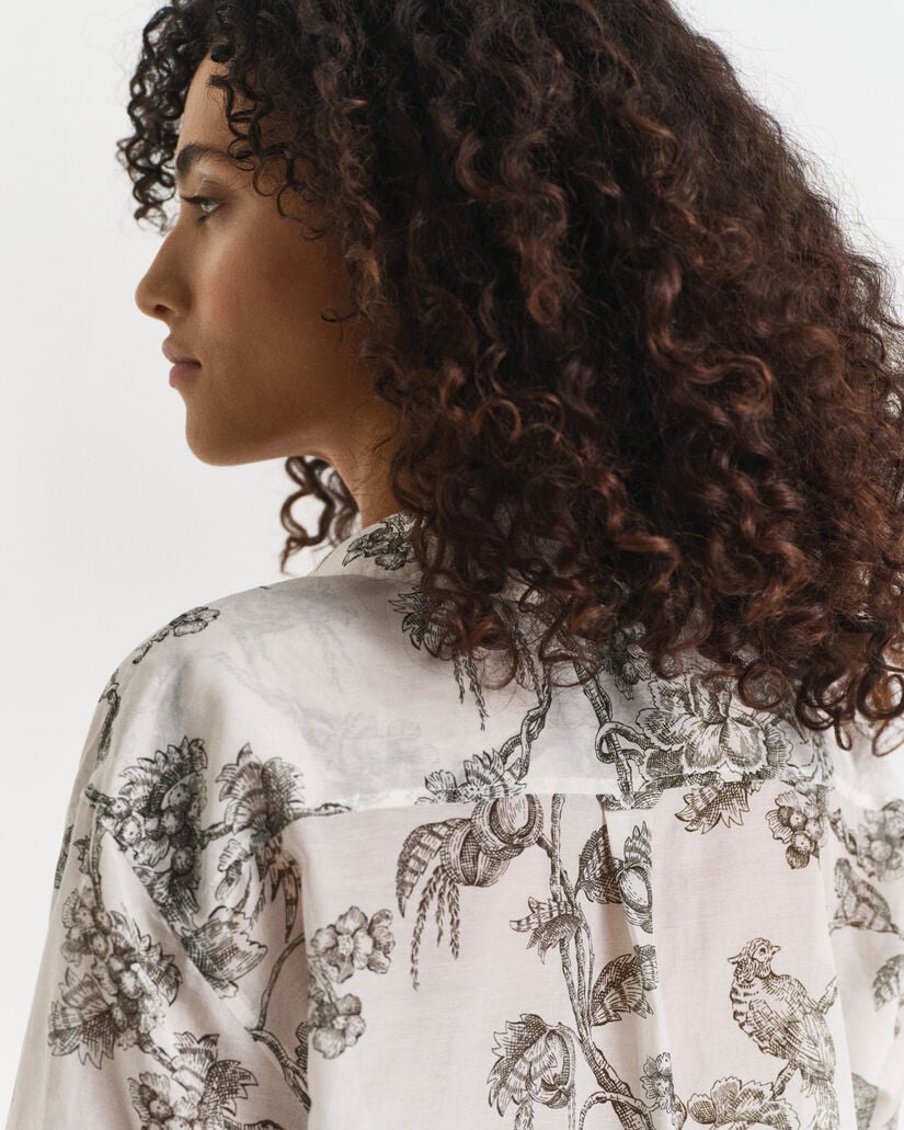 Camisa Relaxed Fit de algodón y seda con estampado de árboles