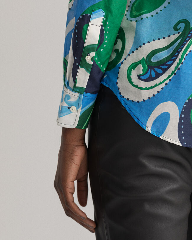 Camisa Regular Fit de seda y algodón con estampado de cachemir