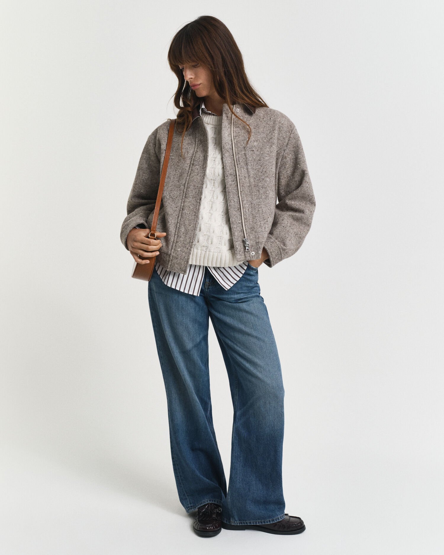 Chaqueta de lana con cuello en contraste