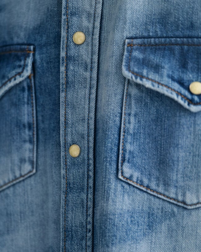 Camisa Relaxed Fit Bleach Wash Western