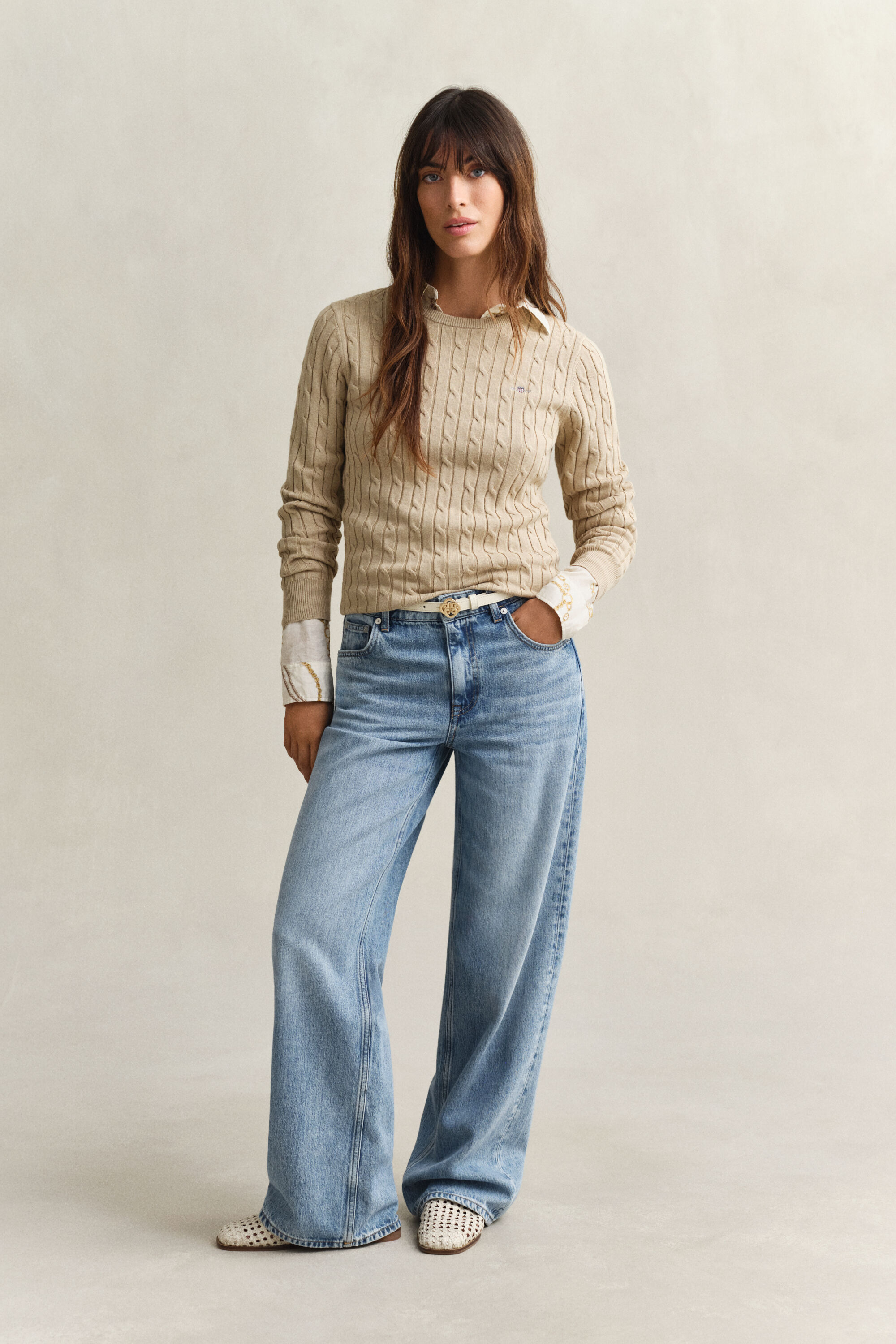 Jersey de cuello redondo y punto de ochos