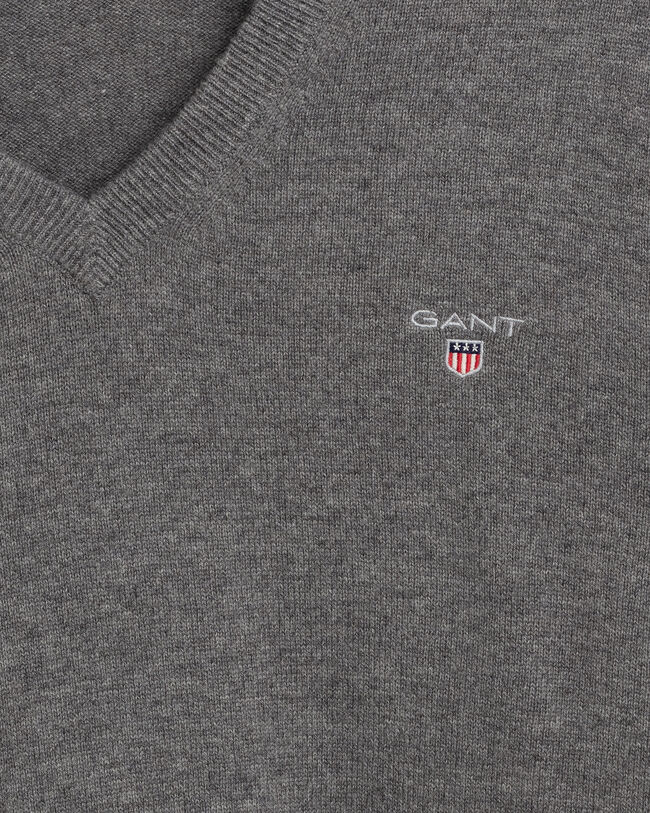 Jersey de cuello de pico en lana de oveja muy fina