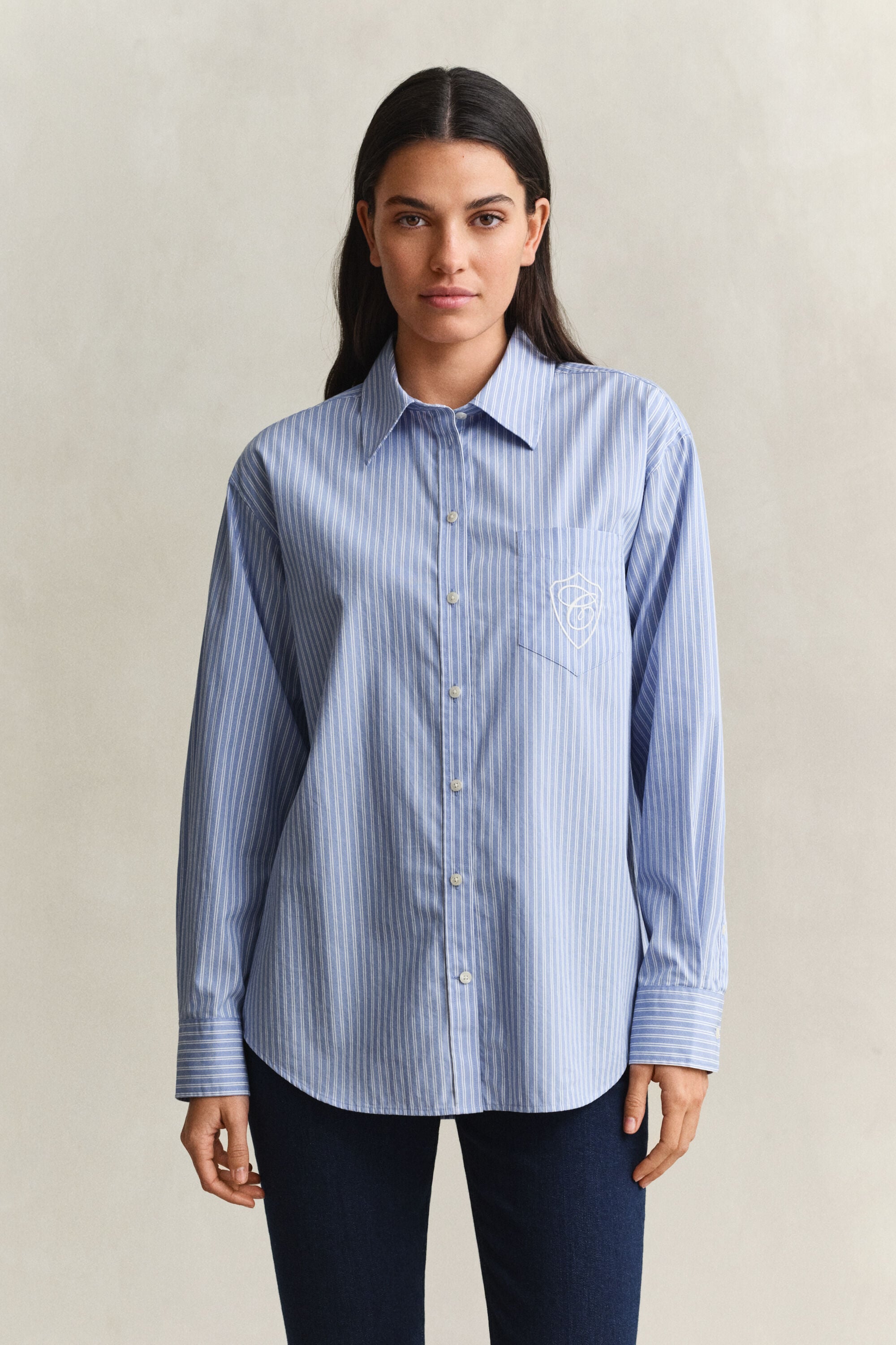 Camisa Relaxed Fit clásica de popelina a rayas