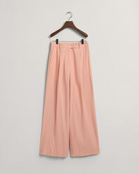 Pantalones el&aacute;sticos de lino con pernera ancha