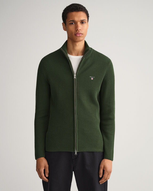 Jersey acanalado con cremallera completa Texture