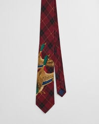 Corbata de cuadros con estampado de patos