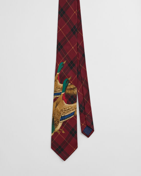 Corbata de cuadros con estampado de patos